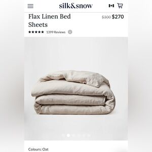 $305 Silk&Snow 100% Flax Linen Oat Duvet Cover in King